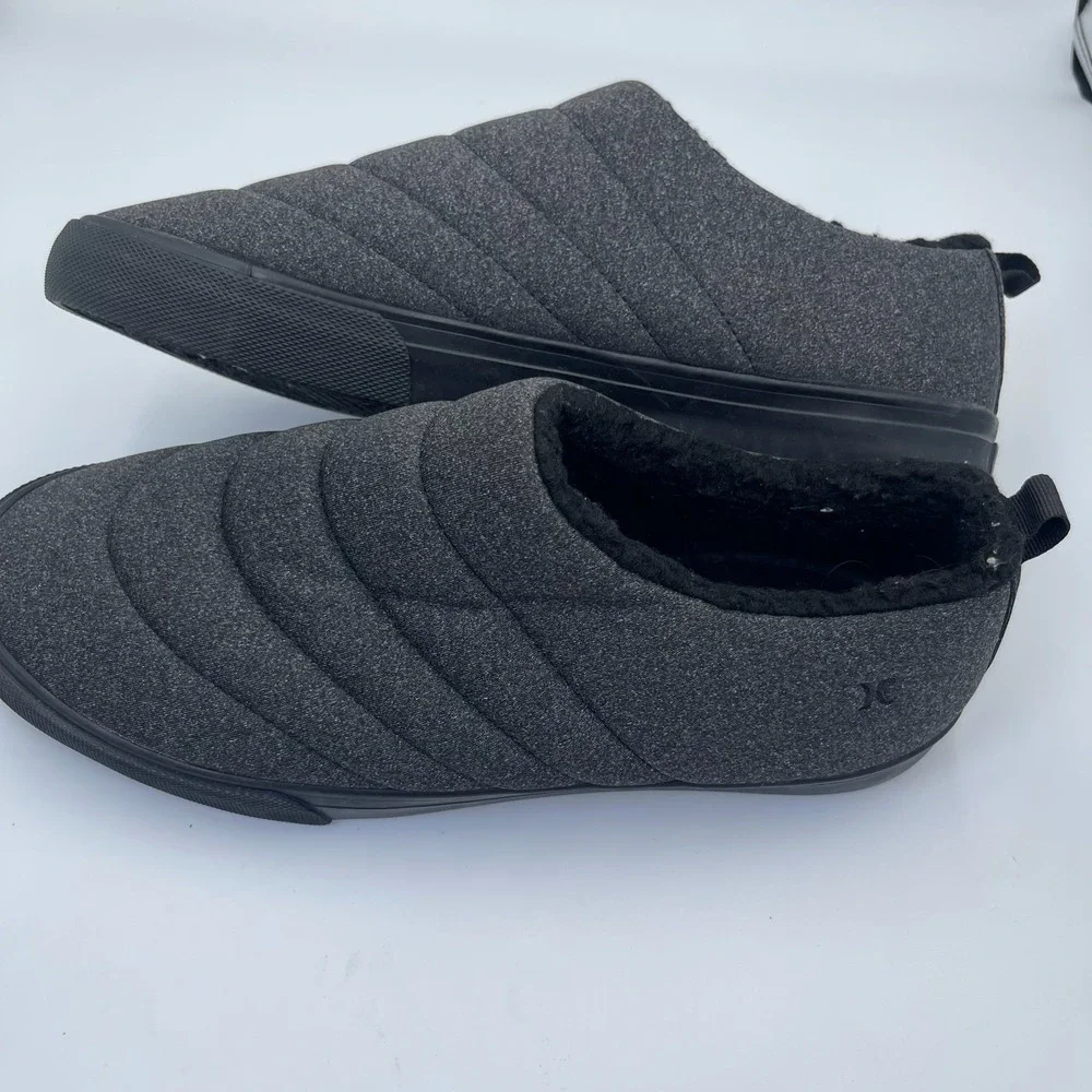 Hurley Arlo Puff Men's Size 10M Charcoal Slip On Fleece Lined Puffer Shoes